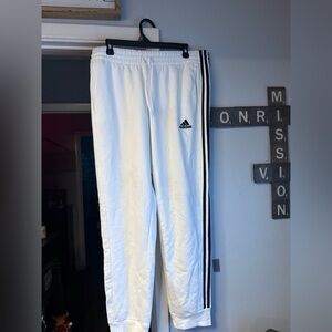 Adidas White Joggers with Black Stripes